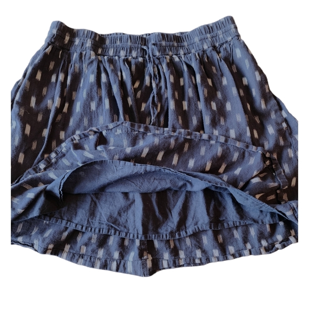 Madewell navy blue and white ikat style print pull on skirt with pockets S - Picture 4 of 11